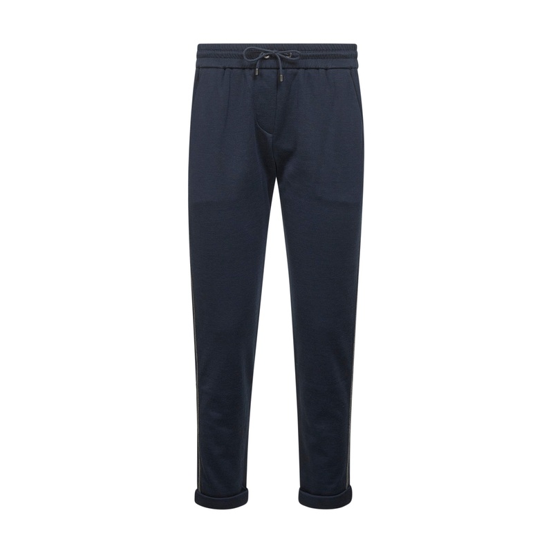 Blue interlock Precious Stripe trousers