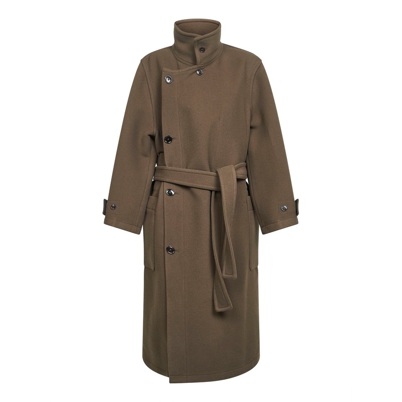 Brown double wool wrap coat|XXS|XS|S