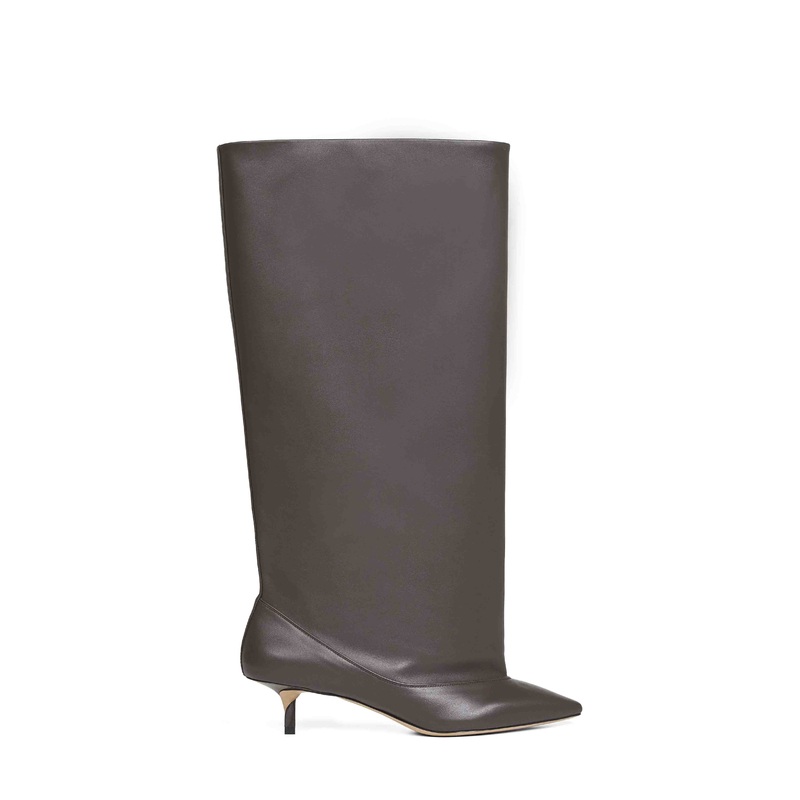 Brown smooth leather wide The high Tourni boots