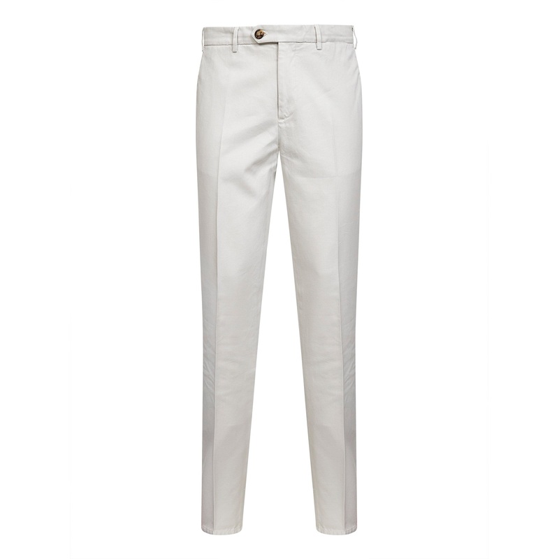 Beige American Pima gabardine italian-fit trousers