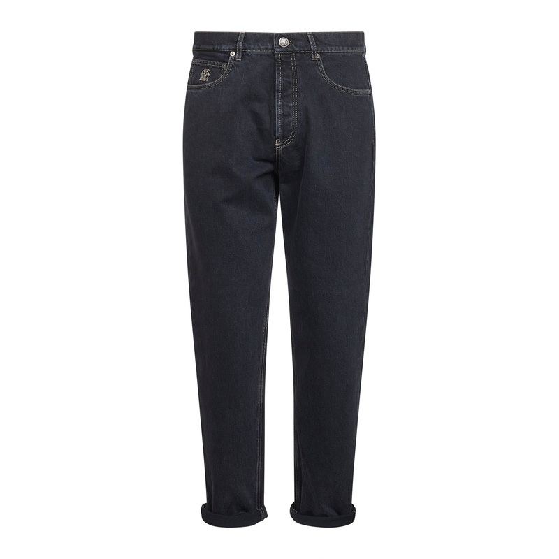 Blue cotton denim iconic fit jeans