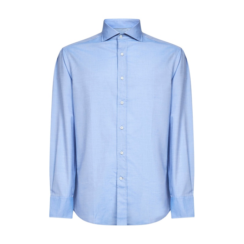 Light blue cotton twill slim fit shirt