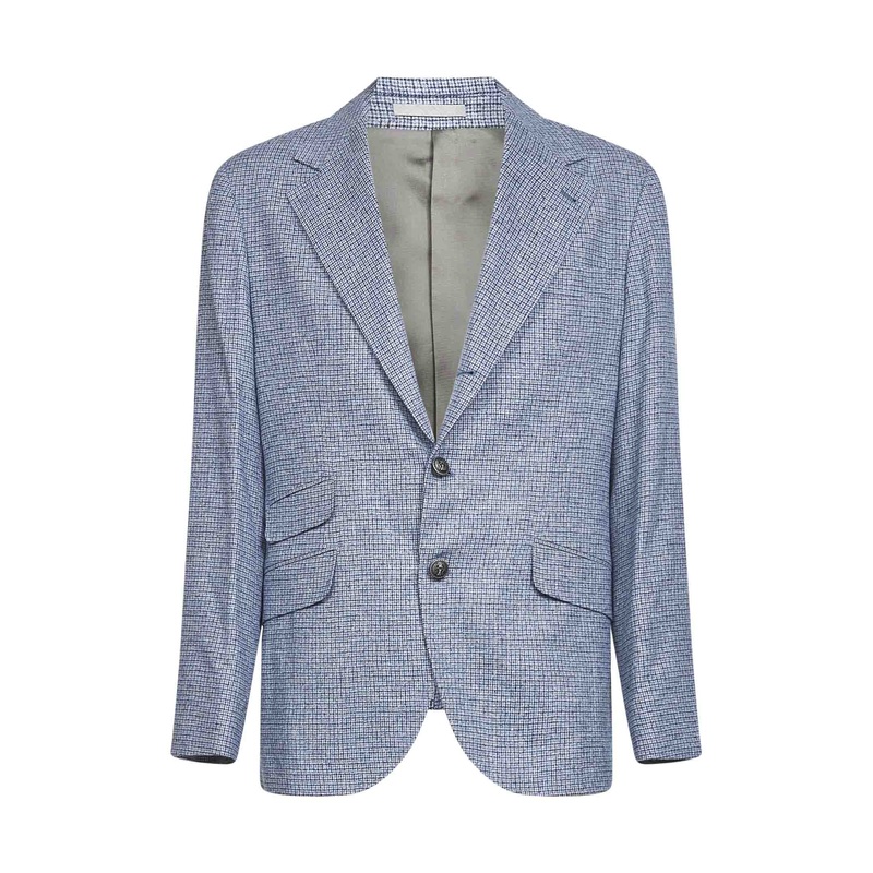 Light blue flecked checked flannel Cavallo jacket