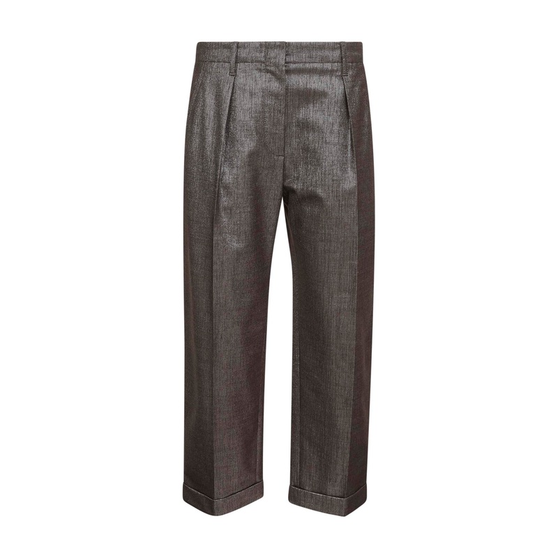 Brown Sparkling twill Chino Pleated trousers