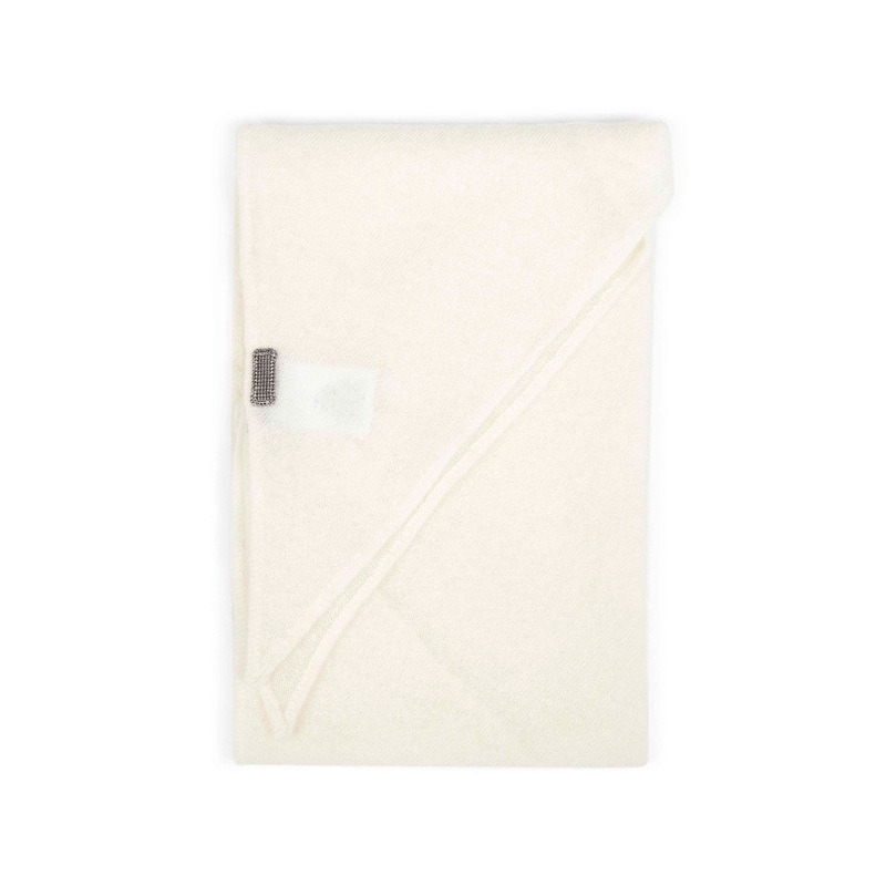 Ivory cashmere scarf with monili