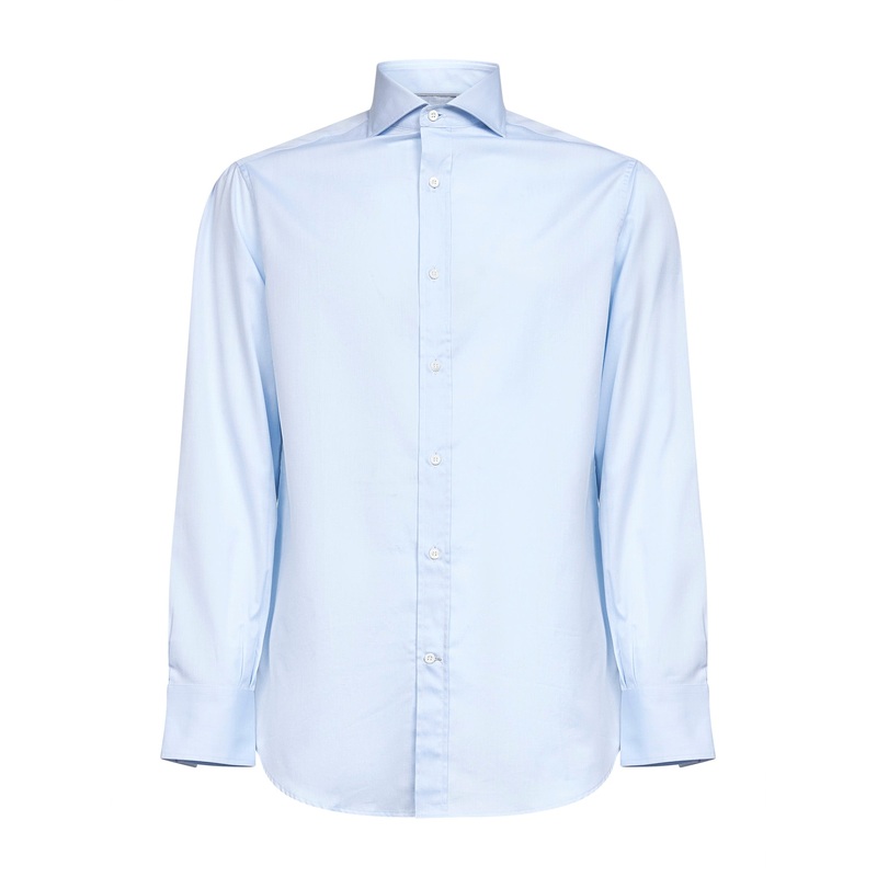 Light blue cotton basic fit shirt
