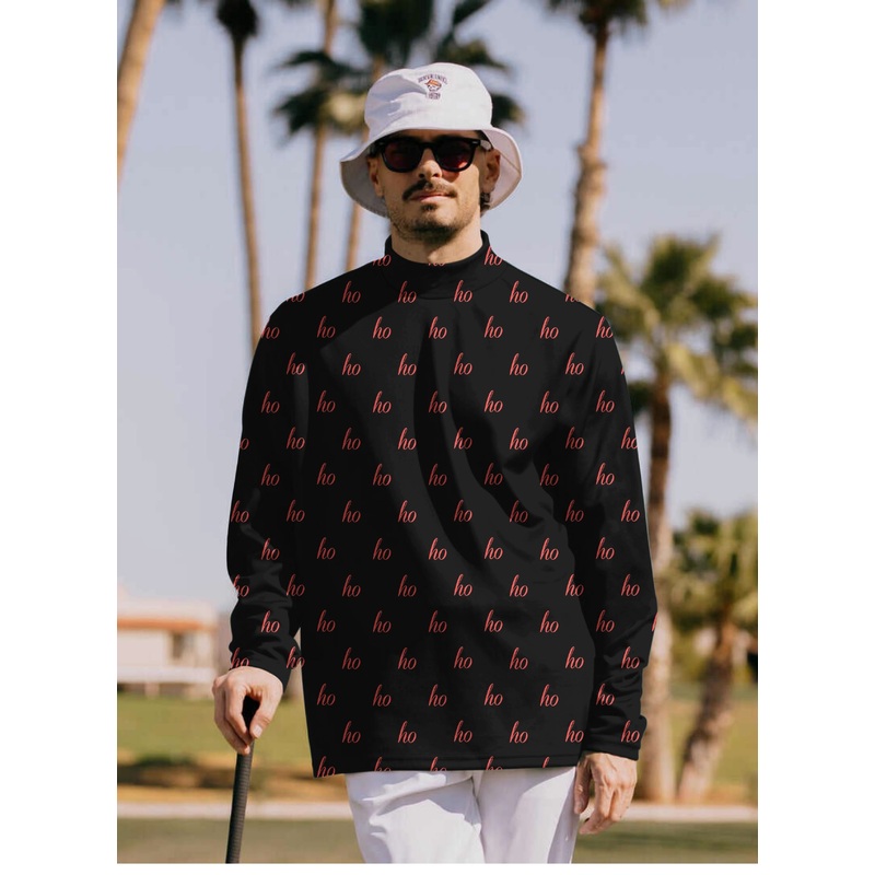 Men’s Black Custom Name Christmas Pullover High neck Long/Short sleeve T-Shirt