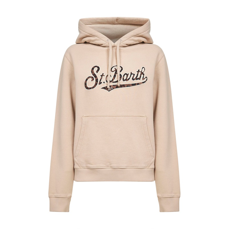 Beige logo lettering Virginia hoodie