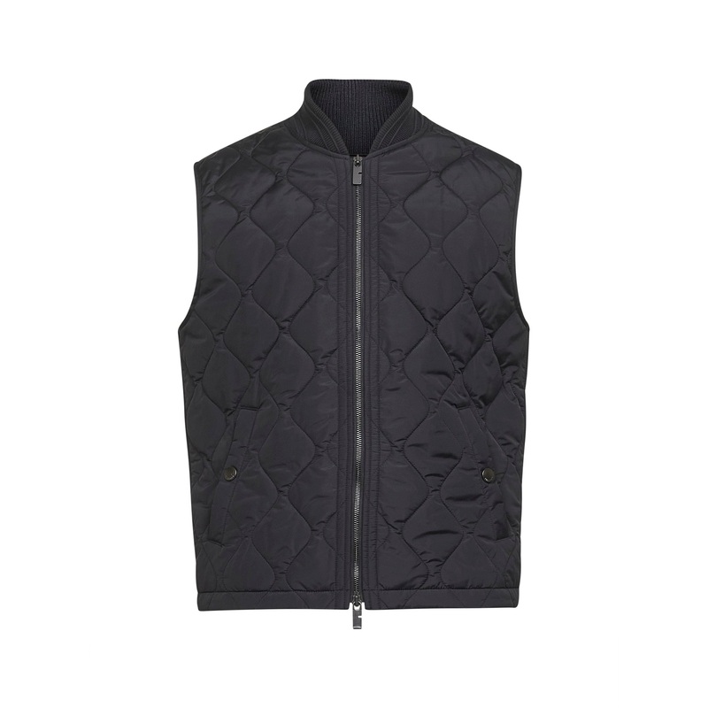 Black quilted nylon vest|M|L|XL