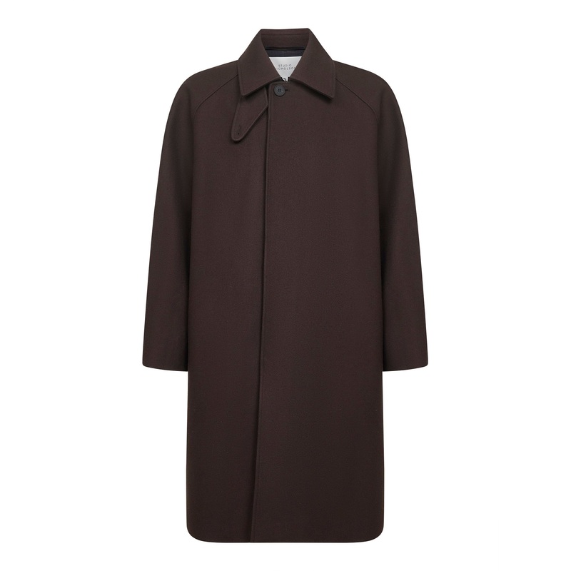 Brown Melton wool blend Cabo coat<BR/>