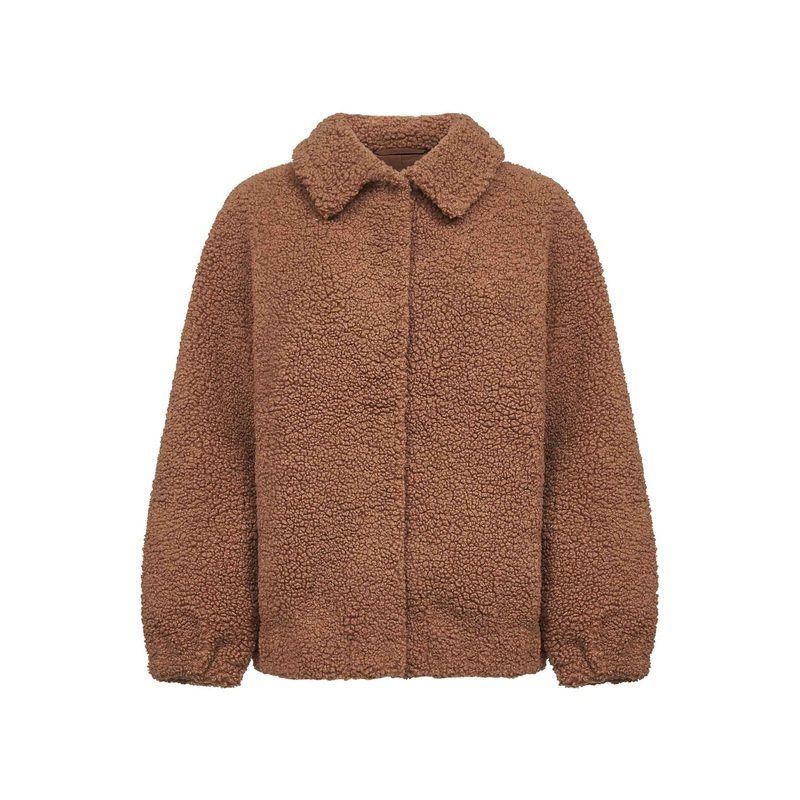 Brown teddy fabric Jeanne bomber jacket