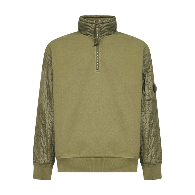 Green Diagonal Raised Fleece Mixed sweatshirt