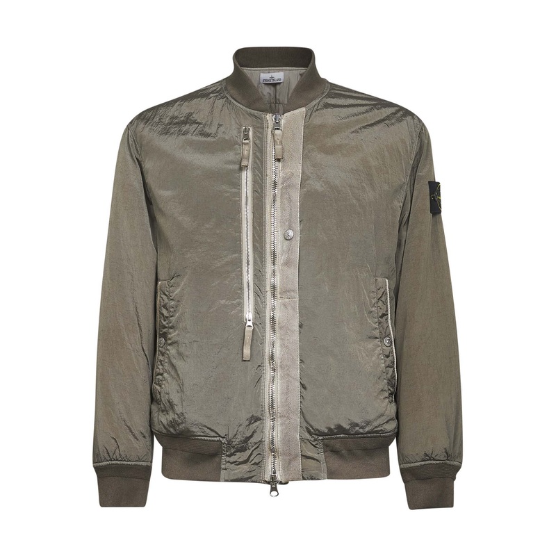 Green iridescent Nylon Metal bomber jacket