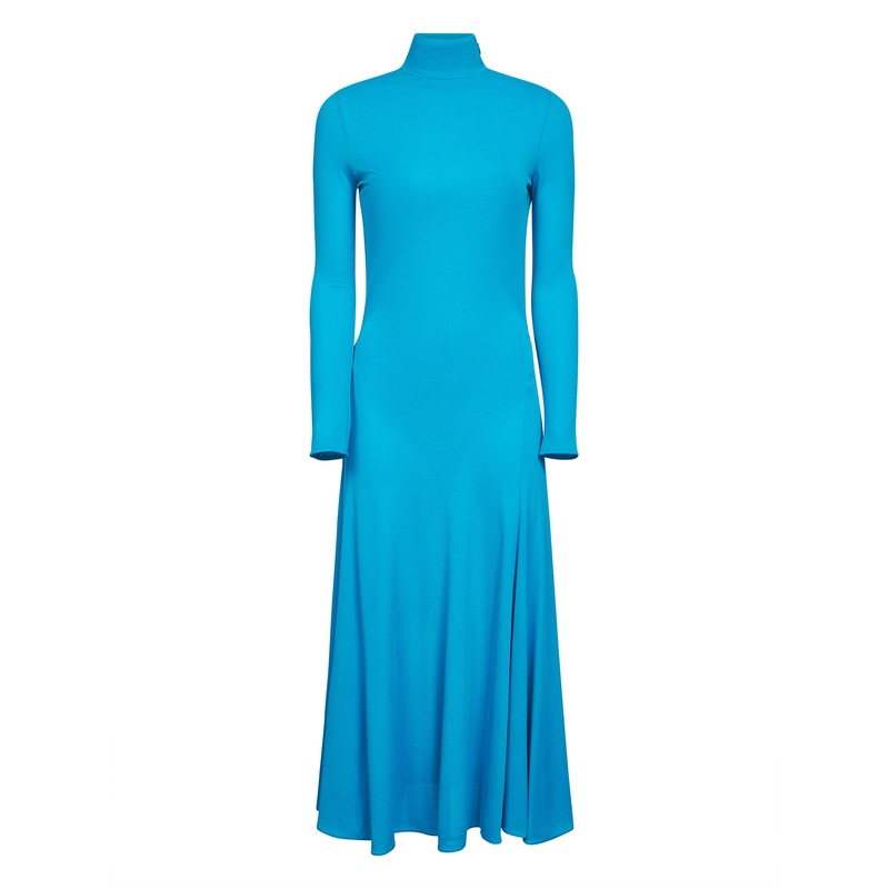Turquoise fluid jersey hear midi dress