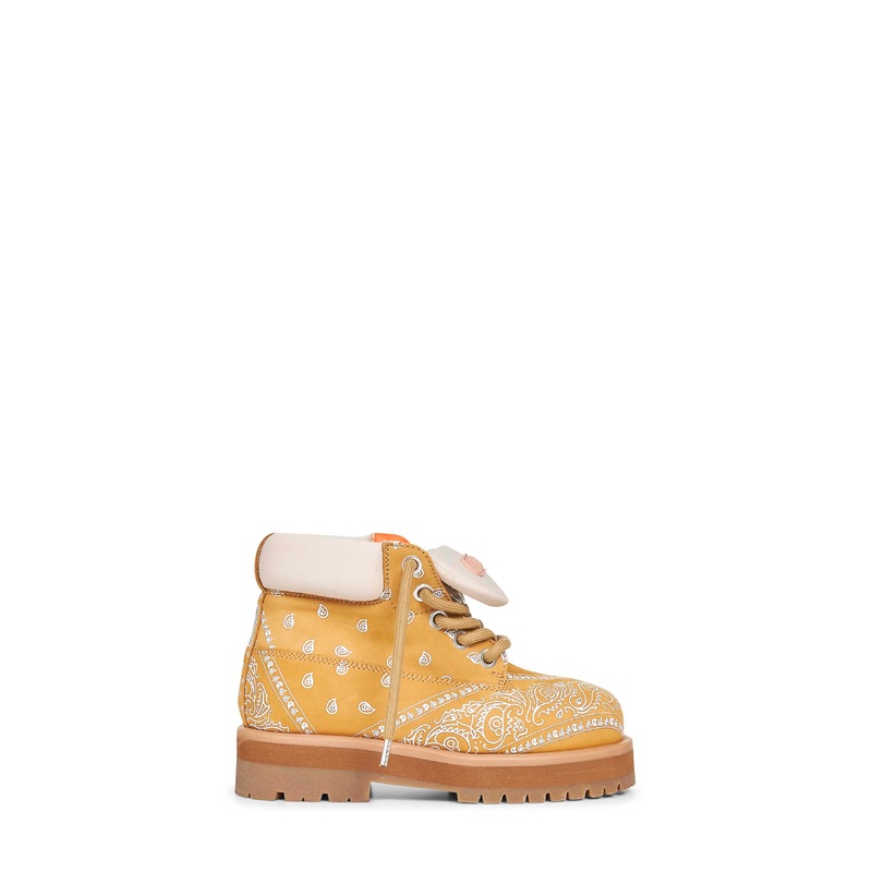 Yellow bandana print nubuck Strada Low Bandana ankle boots