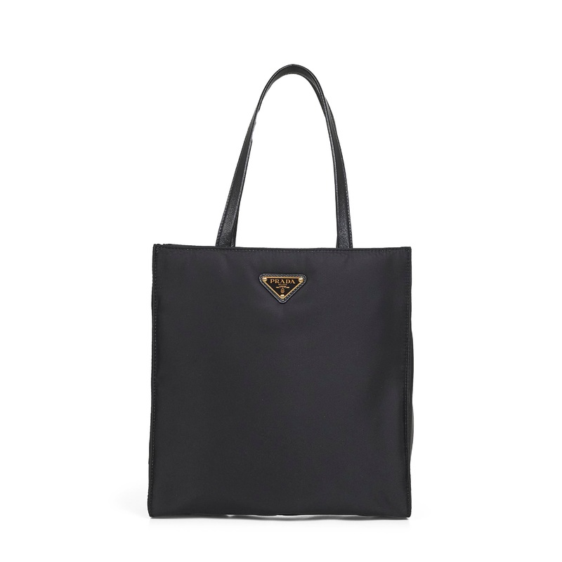 Black shopping bag with shoulder strap