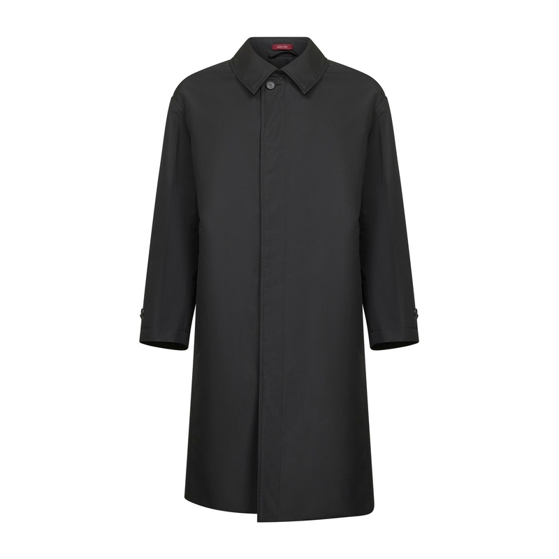 Black technical poplin coat|46|48