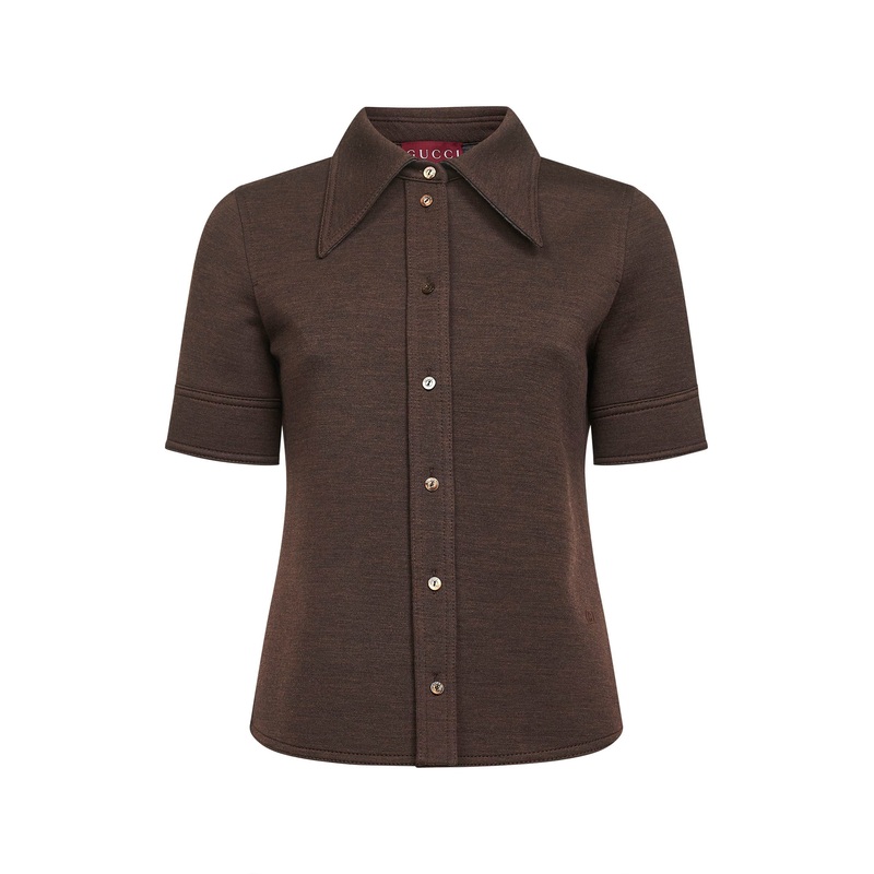 Brown double jersey short-sleeved shirt