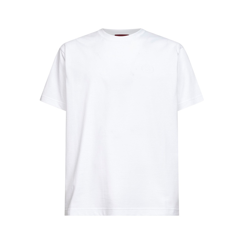 White cotton jersey embroidered T-shirt