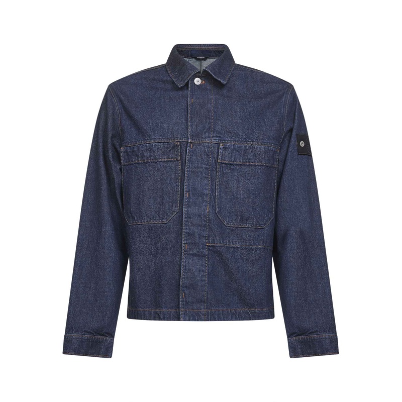 Blue cotton denim shirt jacket