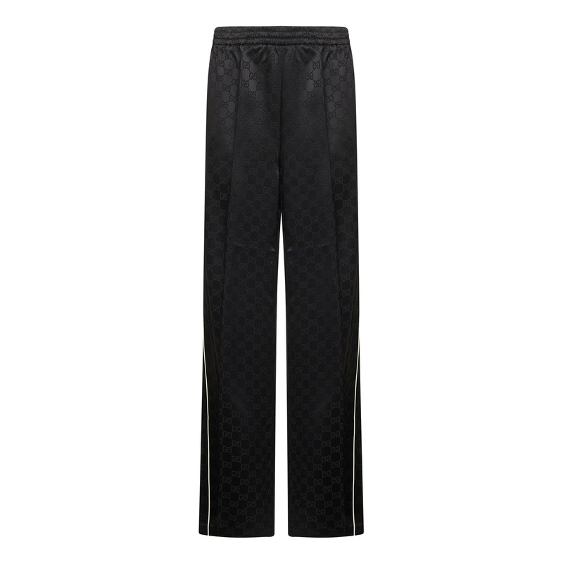 Black GG jacquard viscose blend trousers