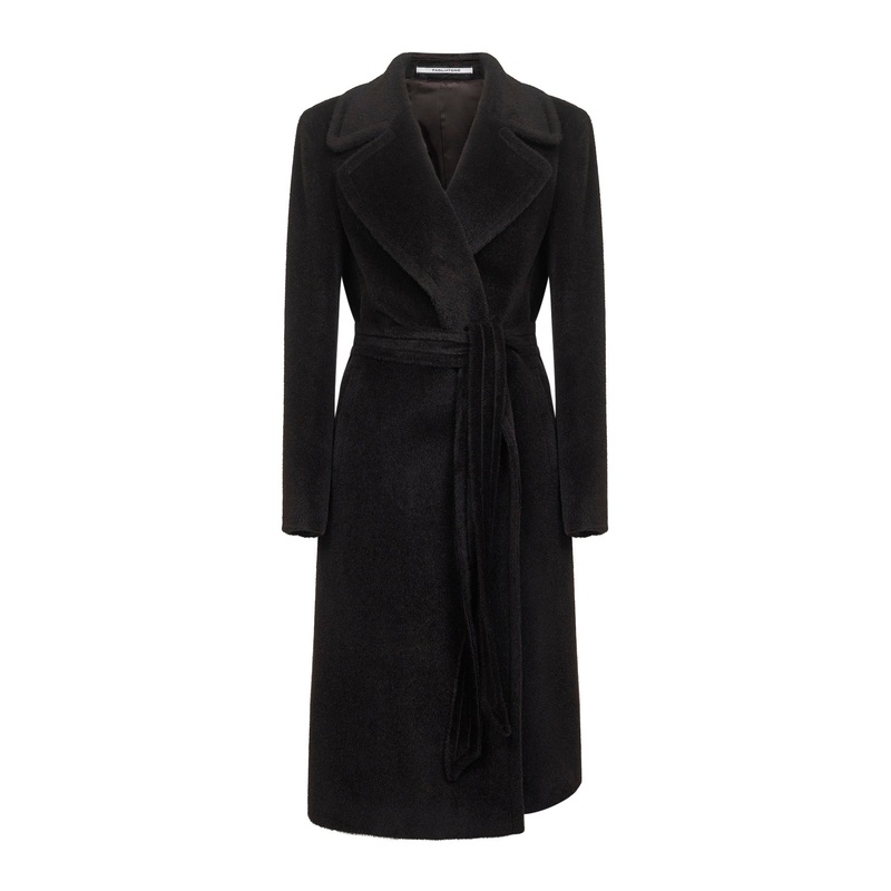 Brown alpaca and wool Molly wrap coat