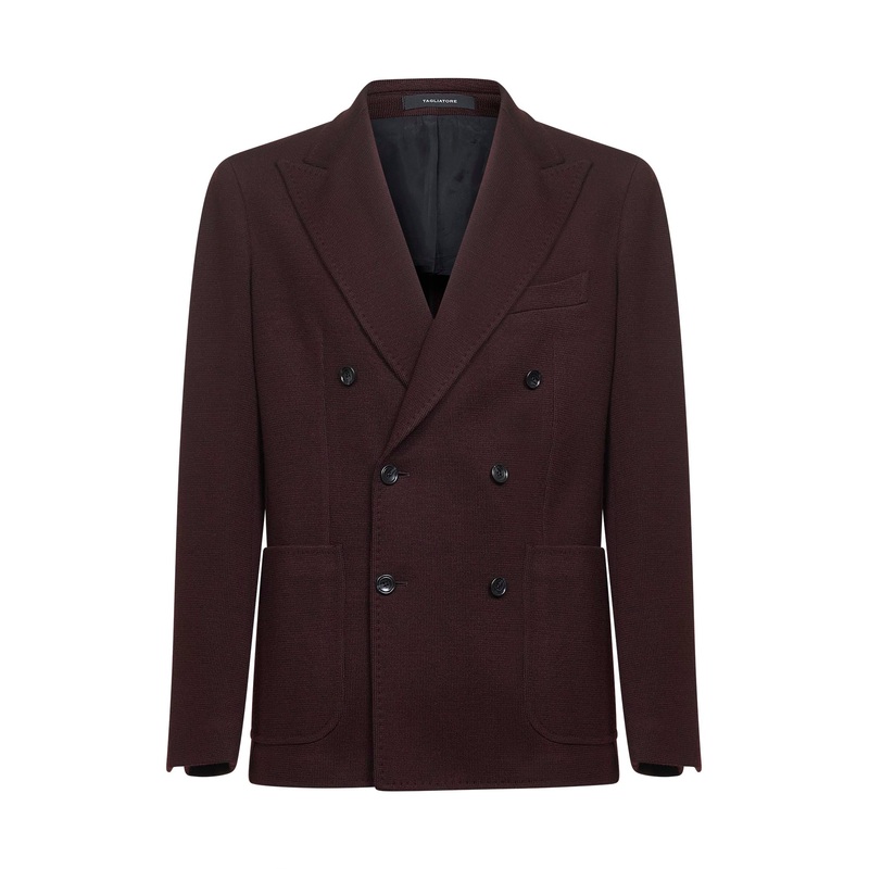 Brown jersey Montecarlo double-breasted blazer