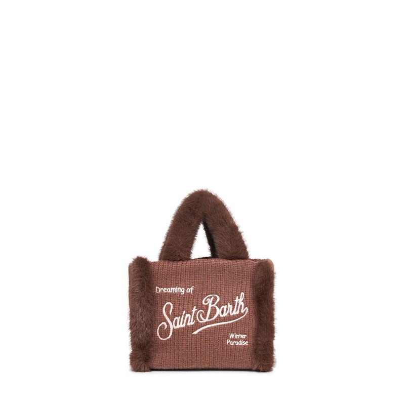 Brown Vanity Mini Shearling Rib handbag<BR/>