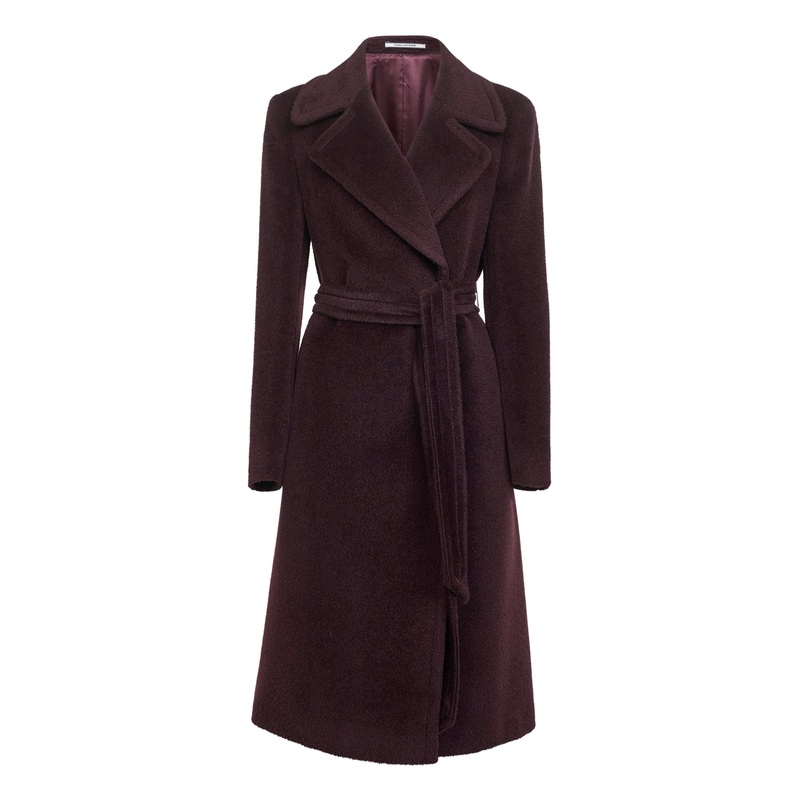 Burgundy alpaca and wool Molly wrap coat