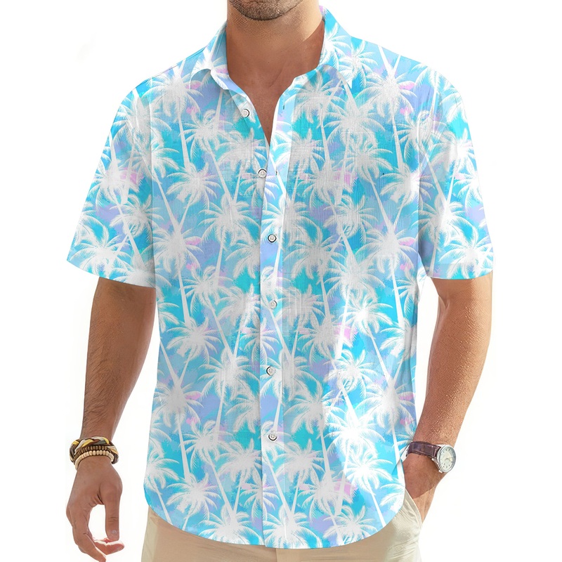 Jungle Palm tree-Men’s Golf Hawaiian Shirts Button Down Shirt
