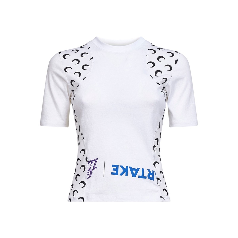White jersey regenerated graphic baby-fit T-shirt