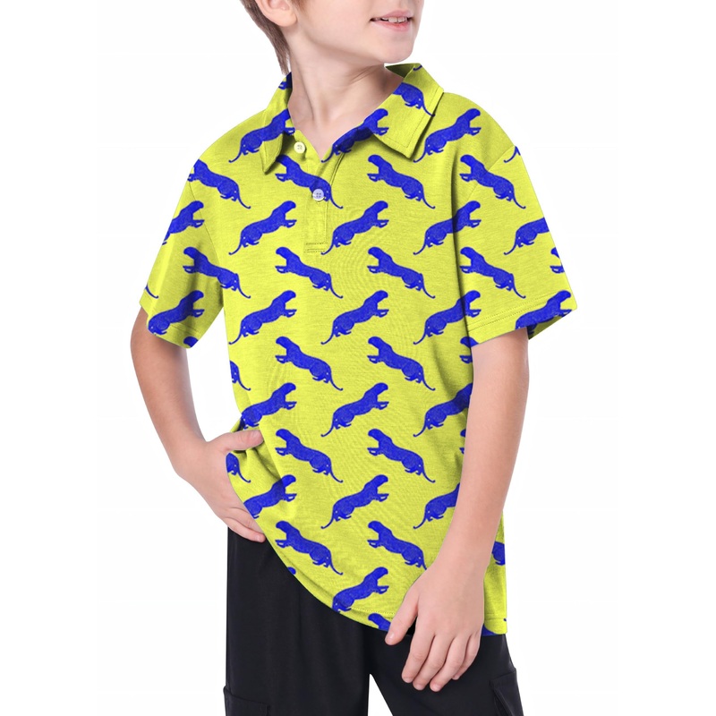 Youth blue leopard Golf Polo|8Y|10Y|11Y|12Y|13Y|14Y|16Y
