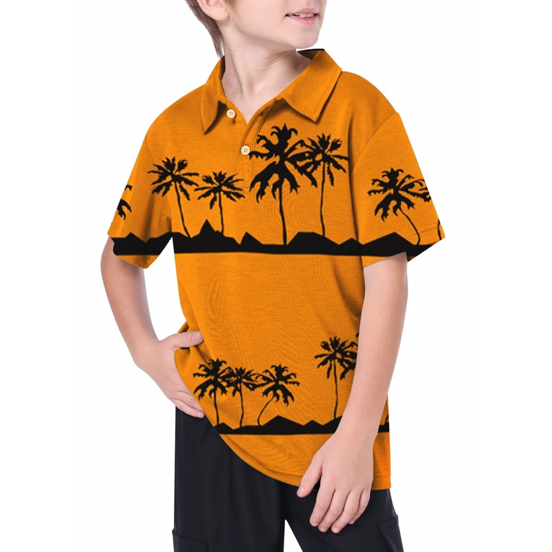 Youth Setting sun and coconut trees Golf Polo