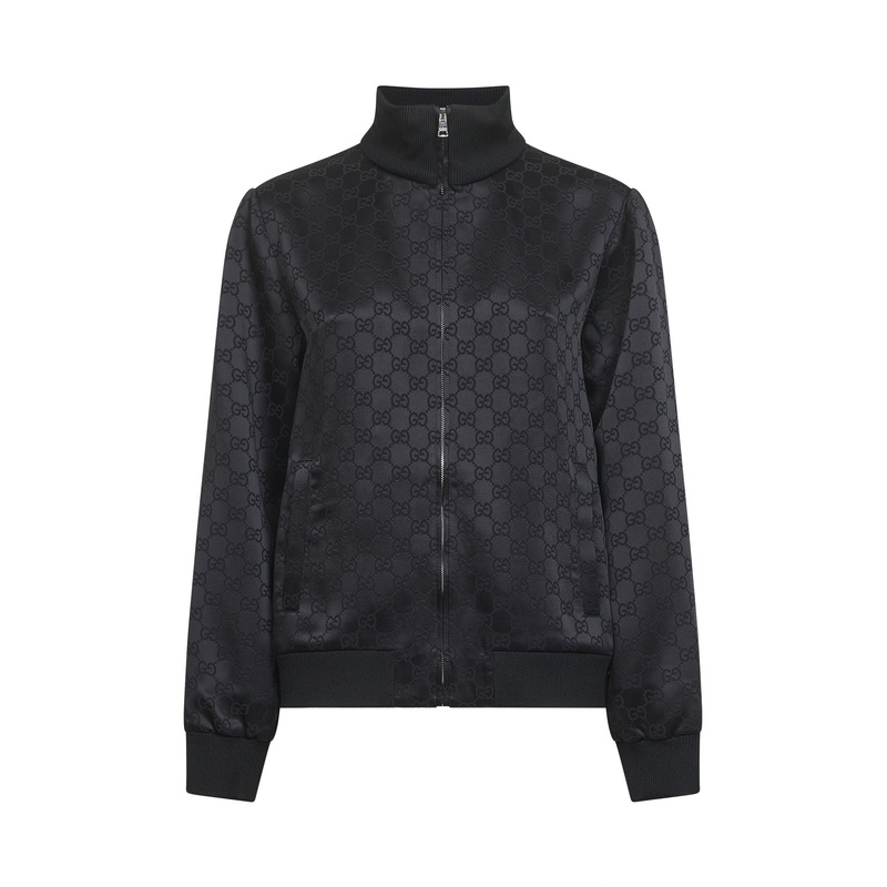 Black GG jacquard zip-up jacket
