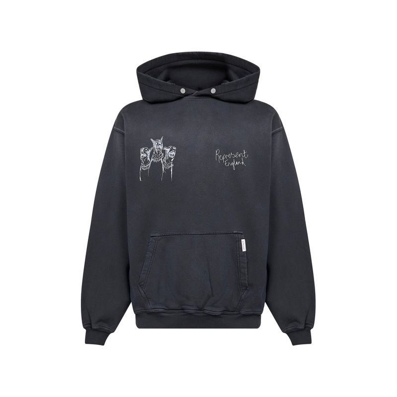 Black Hand Drawn Thoroughbred hoodie