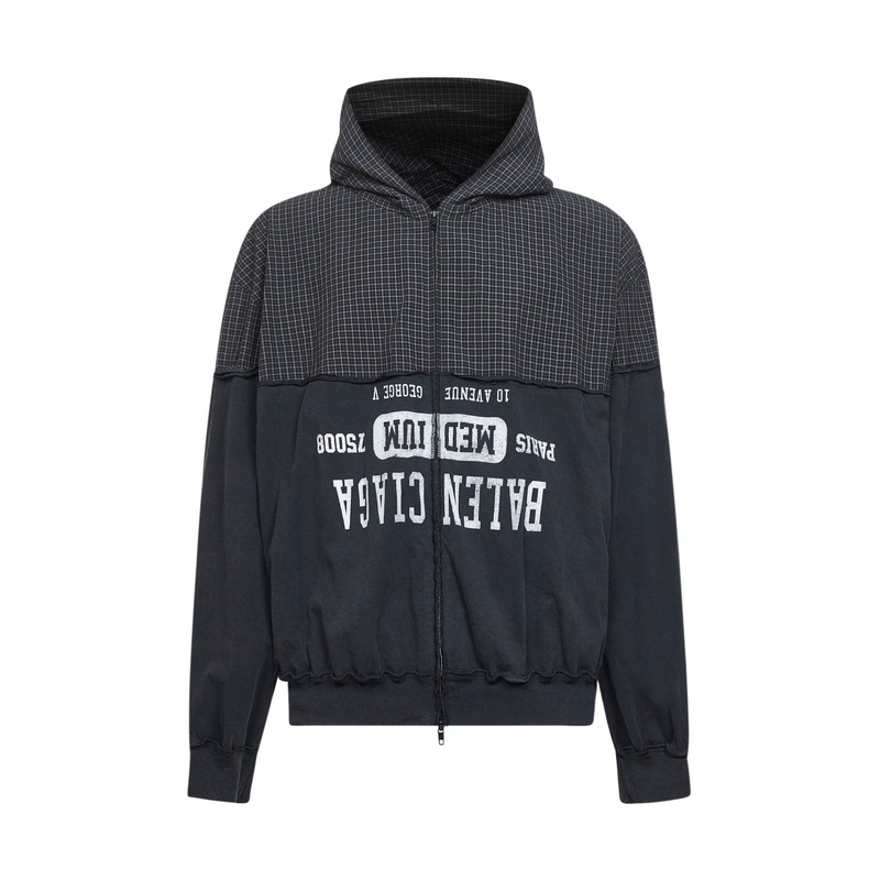 Black Patched zip-up hoodie|S|M