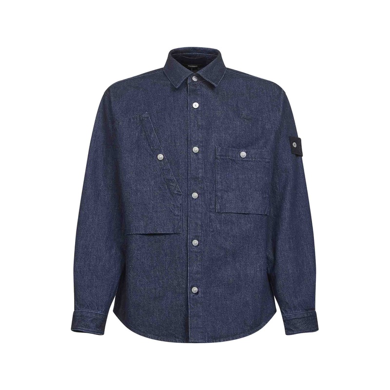 Blue cotton denim overshirt|M|L|XL