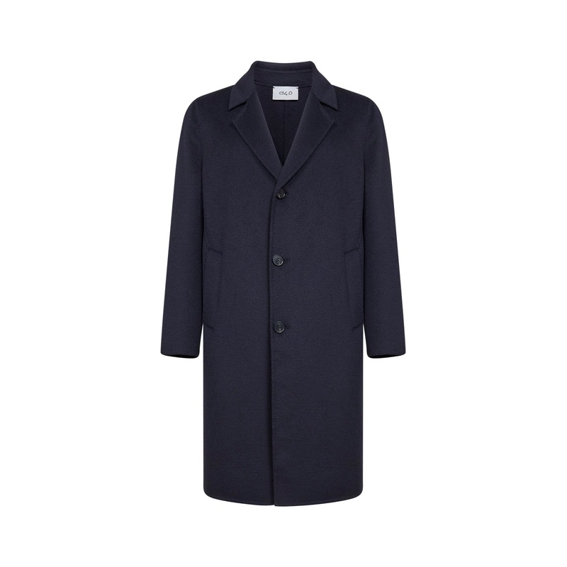 Blue double wool single-breasted coat