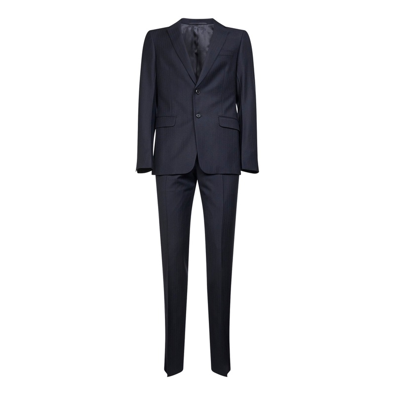 Blue wool and cashmere single-breasted suit