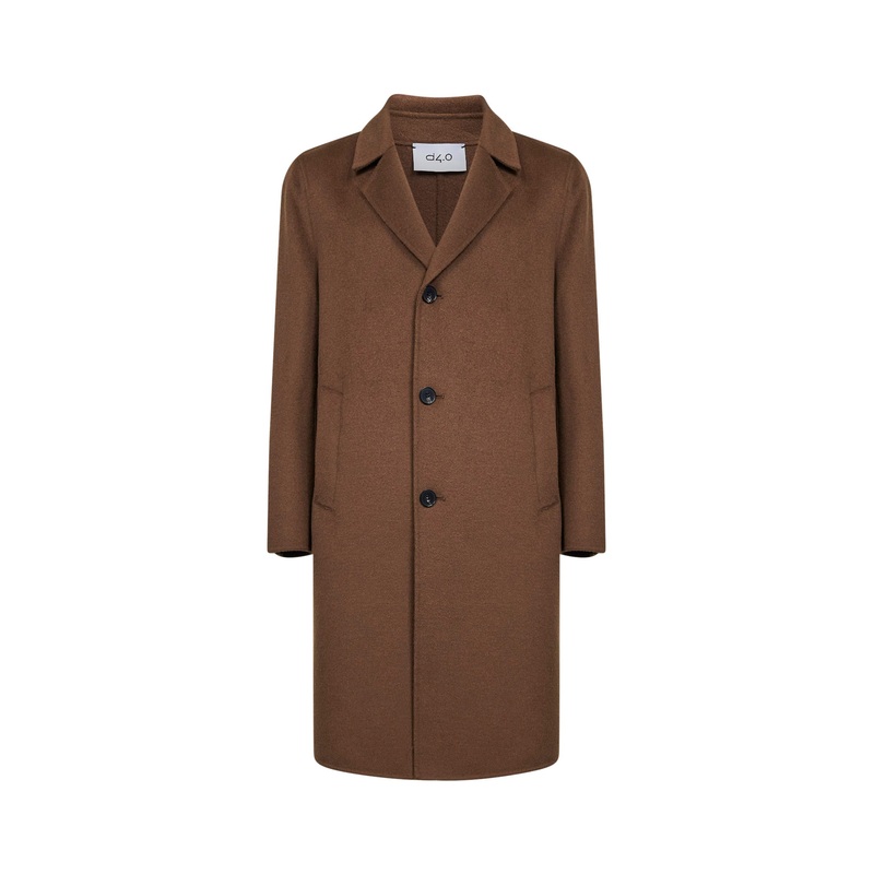 Brown double wool single-breasted coat