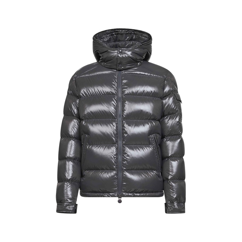 Grey Moncler Maya short hooded down jacket