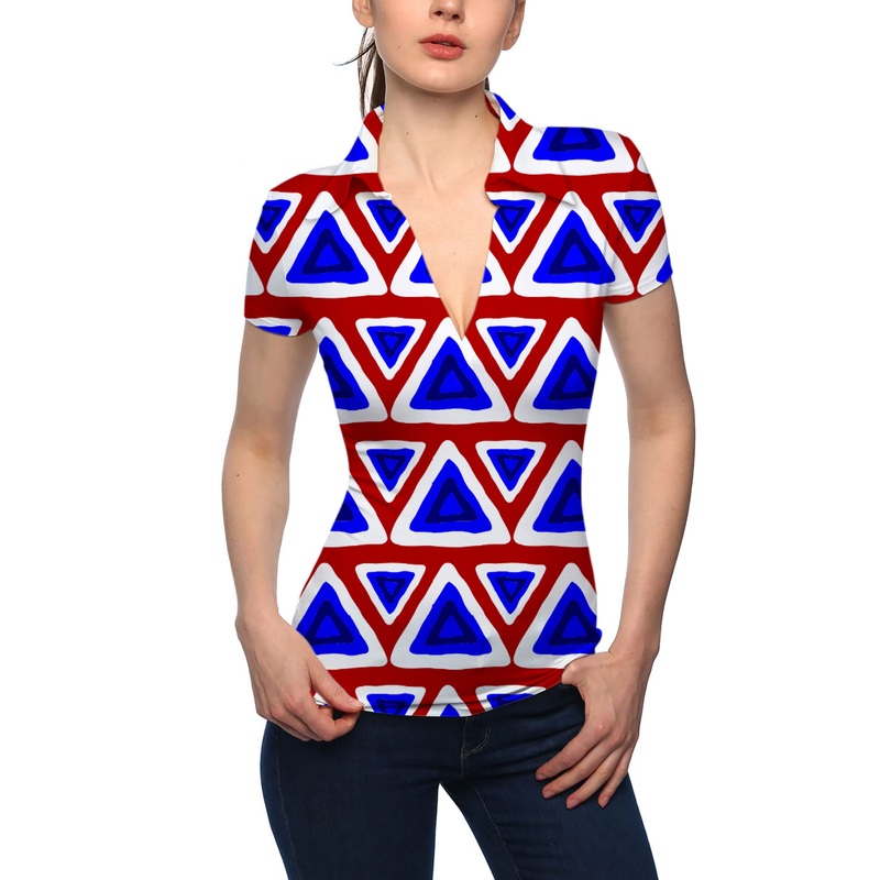 Women’s Triangle tribal V Neck Golf Polo