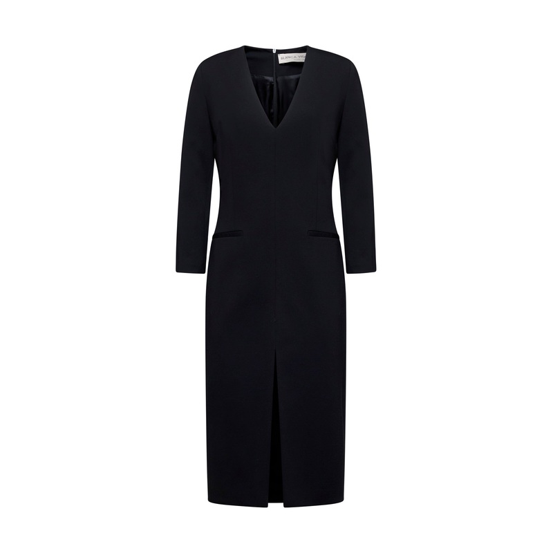 Black stretch jersey Ajana midi dress