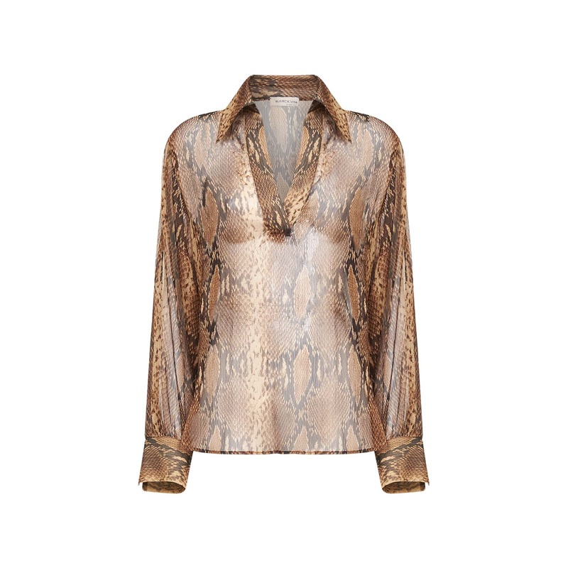 Brown python print georgette Bomia blouse