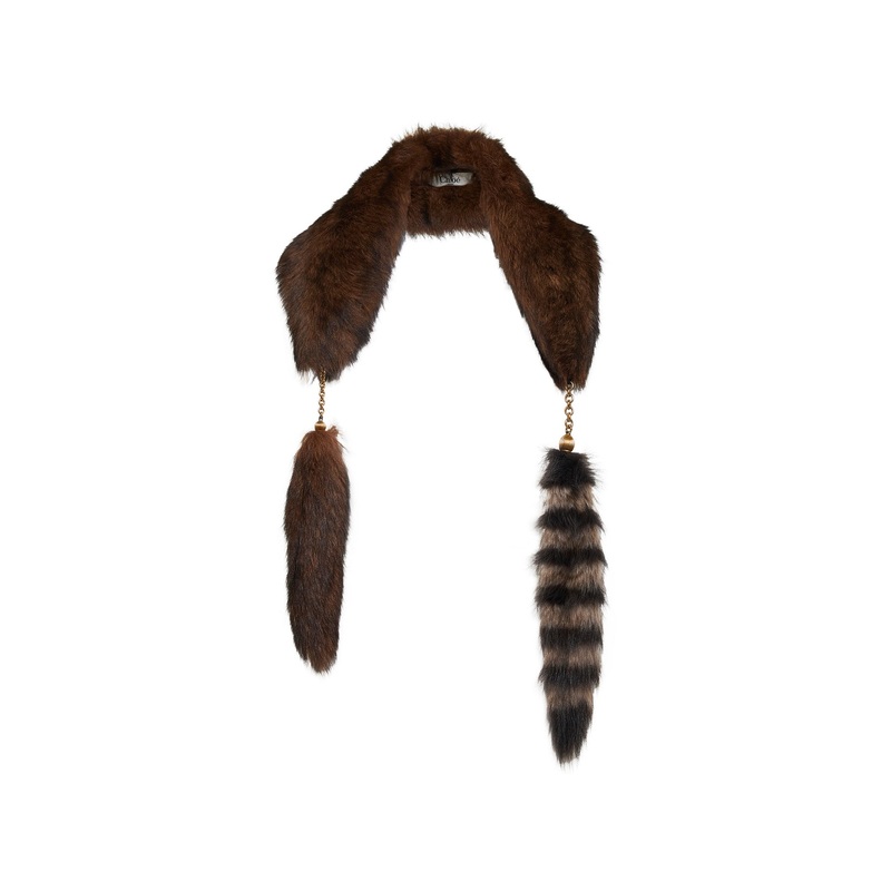 Brown shearling Treasure Tails scarf