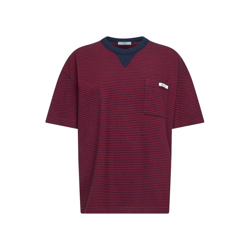 Red and blue striped cotton jersey T-shirt
