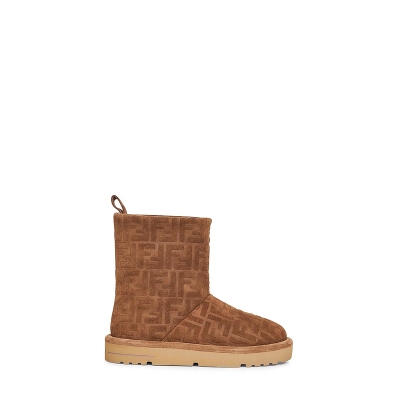 Brown FF suede Apres Chic low boots
