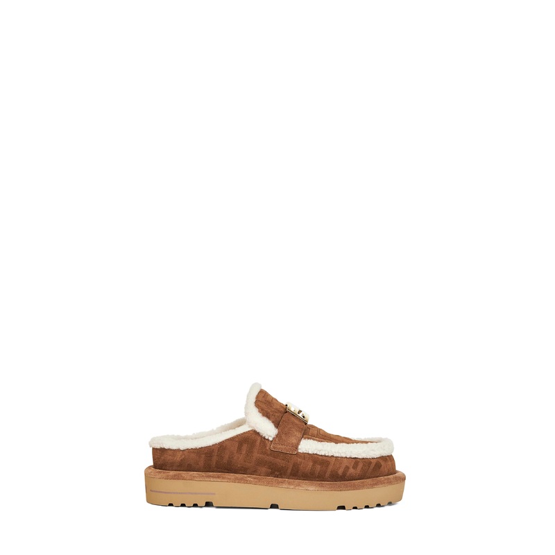 Brown FF suede Apres Chic sabot