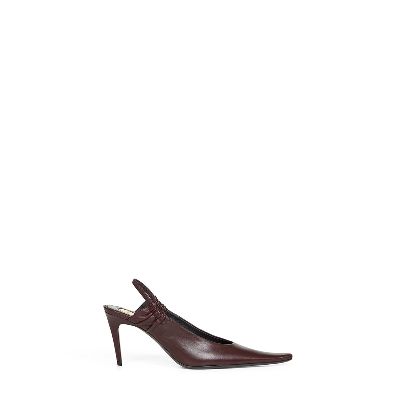Brown smooth leather Anne-Marie slingback pumps
