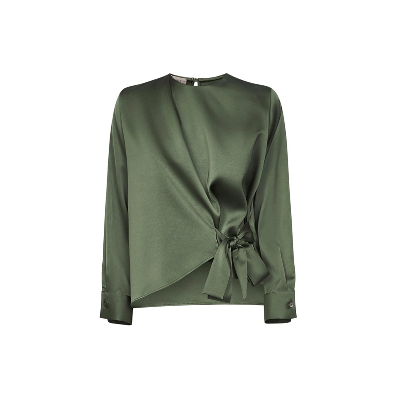 Green satin Cesta blouse|40|42|44|46